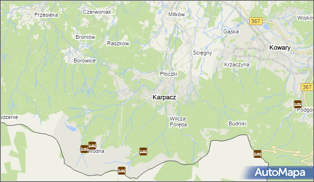 mapa Karpacz, Karpacz na mapie Targeo