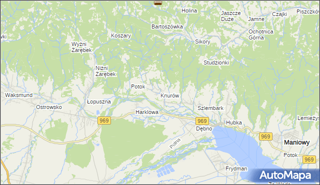 mapa Knurów gmina Nowy Targ, Knurów gmina Nowy Targ na mapie Targeo