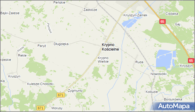 mapa Krypno Wielkie, Krypno Wielkie na mapie Targeo