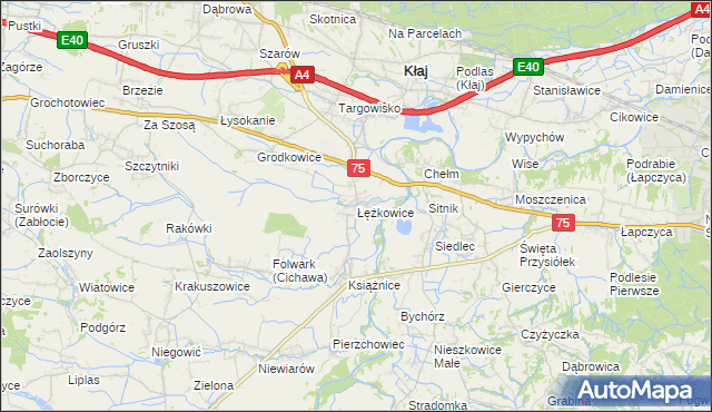 mapa Łężkowice, Łężkowice na mapie Targeo