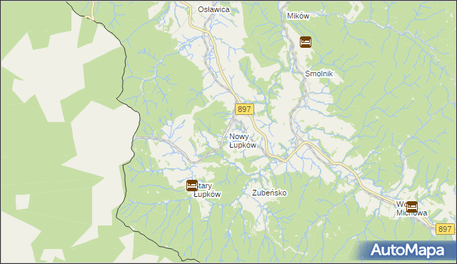 mapa Nowy Łupków, Nowy Łupków na mapie Targeo