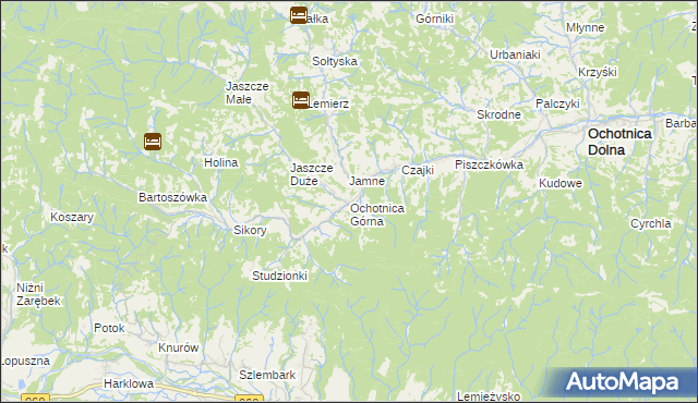 mapa Ochotnica Górna, Ochotnica Górna na mapie Targeo