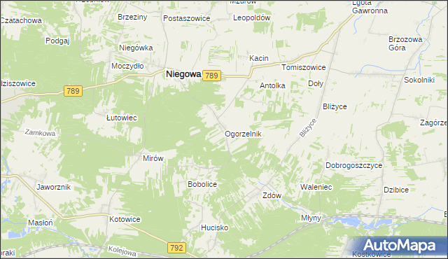 mapa Ogorzelnik, Ogorzelnik na mapie Targeo