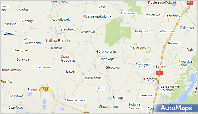 mapa Ostrowąż, Ostrowąż na mapie Targeo