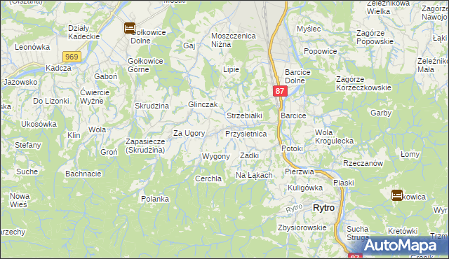 mapa Przysietnica gmina Stary Sącz, Przysietnica gmina Stary Sącz na mapie Targeo