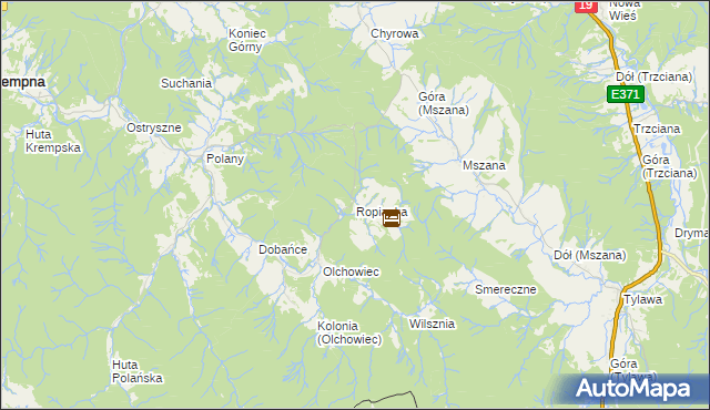 mapa Ropianka, Ropianka na mapie Targeo