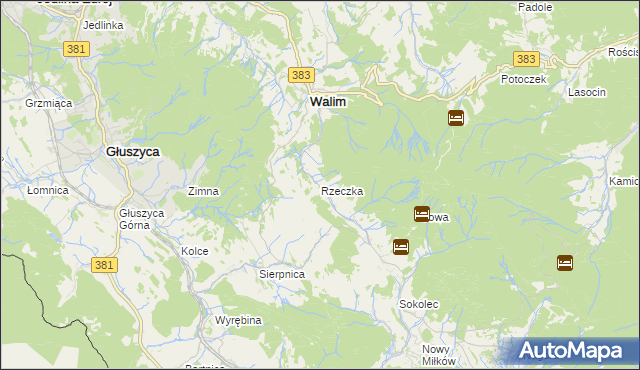 mapa Rzeczka gmina Walim, Rzeczka gmina Walim na mapie Targeo
