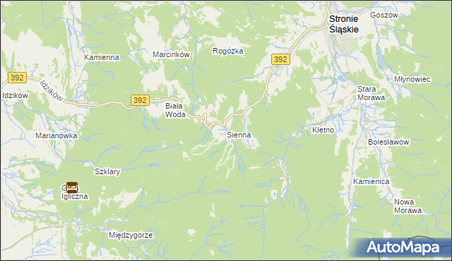 mapa Sienna gmina Stronie Śląskie, Sienna gmina Stronie Śląskie na mapie Targeo