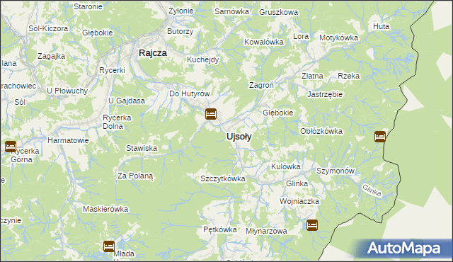 mapa Ujsoły, Ujsoły na mapie Targeo