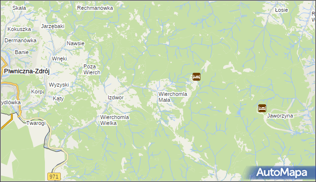 mapa Wierchomla Mała, Wierchomla Mała na mapie Targeo