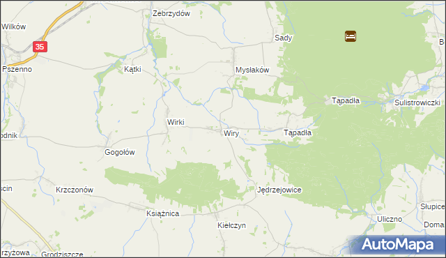 mapa Wiry gmina Marcinowice, Wiry gmina Marcinowice na mapie Targeo