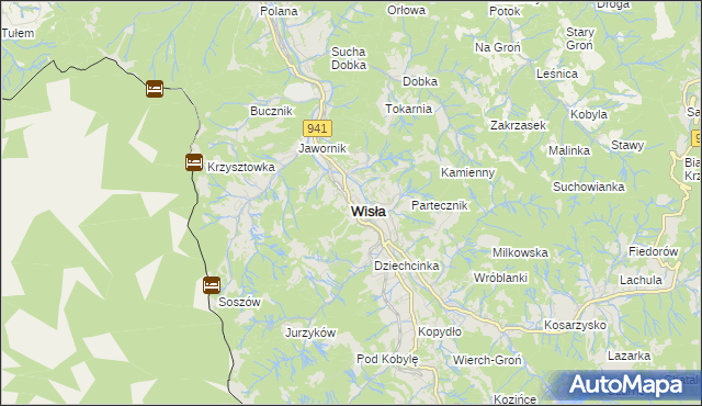 mapa Wisła, Wisła na mapie Targeo