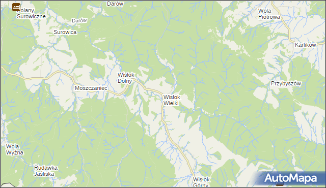 mapa Wisłok Wielki, Wisłok Wielki na mapie Targeo