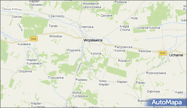 mapa Wojsławice-Kolonia, Wojsławice-Kolonia na mapie Targeo
