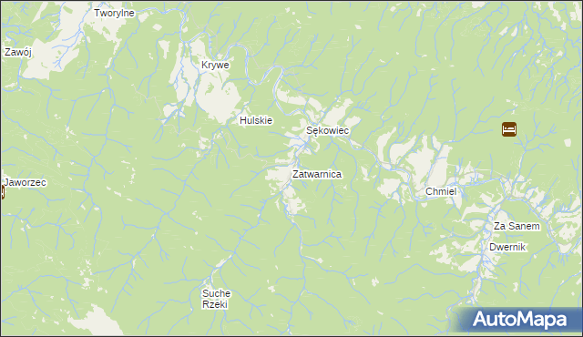 mapa Zatwarnica, Zatwarnica na mapie Targeo