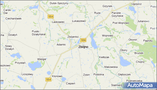 mapa Zbójno powiat golubsko-dobrzyński, Zbójno powiat golubsko-dobrzyński na mapie Targeo
