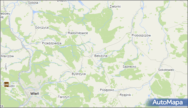 mapa Bełczyna, Bełczyna na mapie Targeo