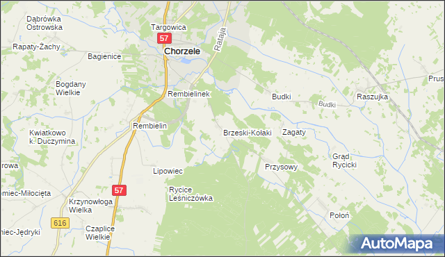 mapa Brzeski-Kołaki, Brzeski-Kołaki na mapie Targeo
