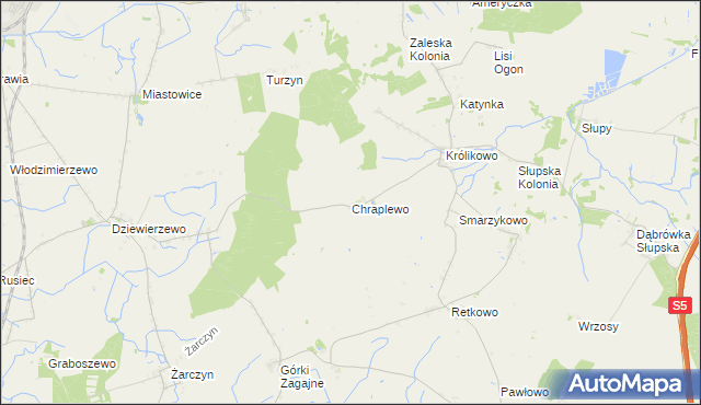 mapa Chraplewo gmina Szubin, Chraplewo gmina Szubin na mapie Targeo