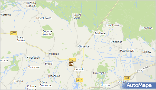 mapa Chrzelice, Chrzelice na mapie Targeo