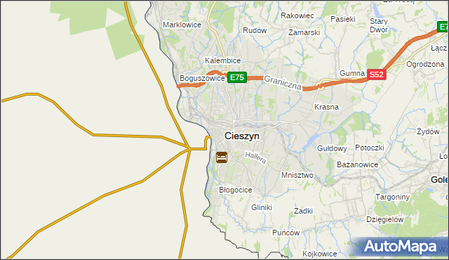 mapa Cieszyna, Cieszyn na mapie Targeo