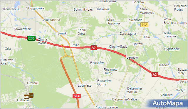mapa Ciosny gmina Zgierz, Ciosny gmina Zgierz na mapie Targeo