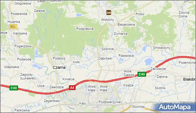 mapa Dąbrówki gmina Czarna, Dąbrówki gmina Czarna na mapie Targeo