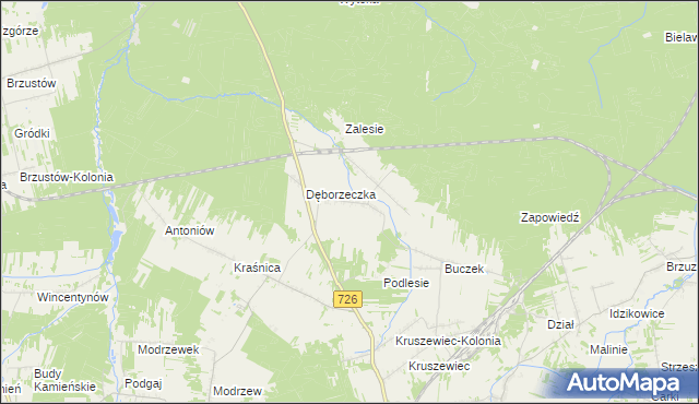 mapa Dęba gmina Poświętne, Dęba gmina Poświętne na mapie Targeo