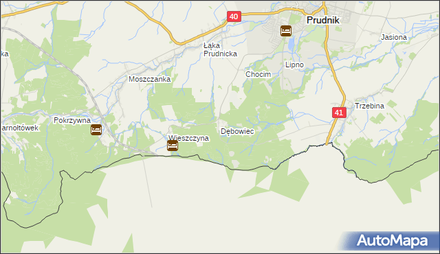 mapa Dębowiec gmina Prudnik, Dębowiec gmina Prudnik na mapie Targeo