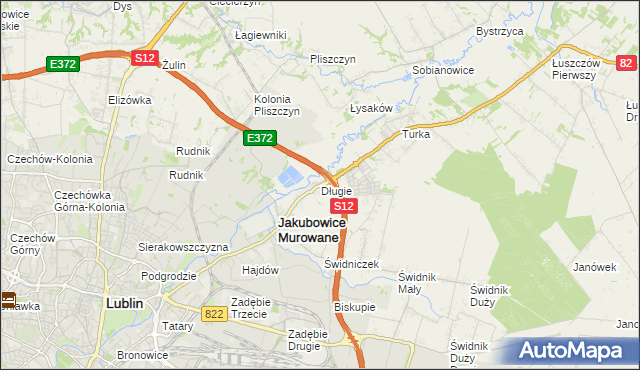 mapa Długie gmina Wólka, Długie gmina Wólka na mapie Targeo