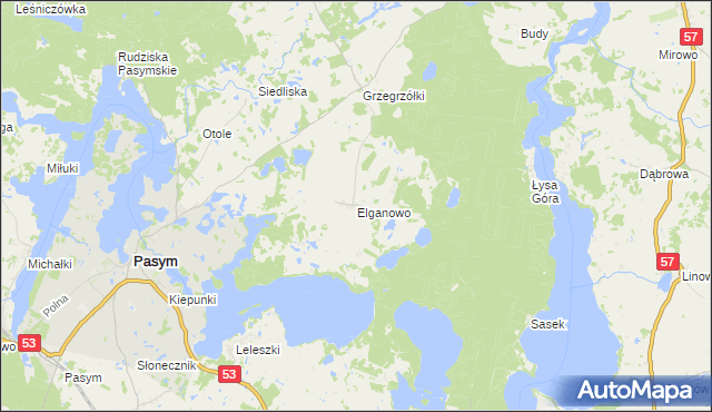 mapa Elganowo, Elganowo na mapie Targeo