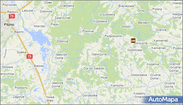 mapa Gębiczyna, Gębiczyna na mapie Targeo