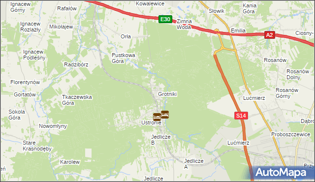 mapa Grotniki gmina Zgierz, Grotniki gmina Zgierz na mapie Targeo