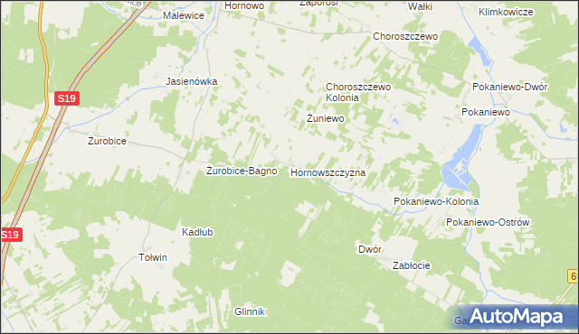mapa Hornowszczyzna, Hornowszczyzna na mapie Targeo