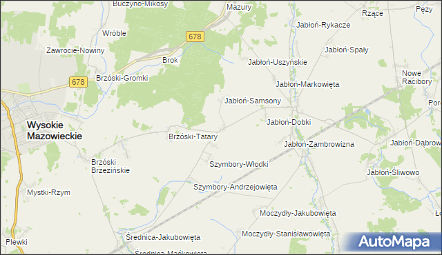 mapa Jabłoń-Kikolskie, Jabłoń-Kikolskie na mapie Targeo