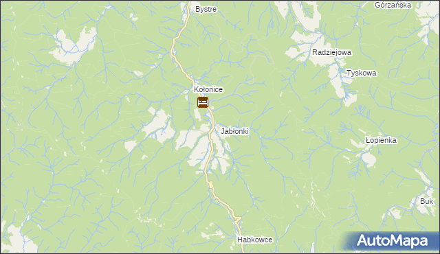 mapa Jabłonki gmina Baligród, Jabłonki gmina Baligród na mapie Targeo