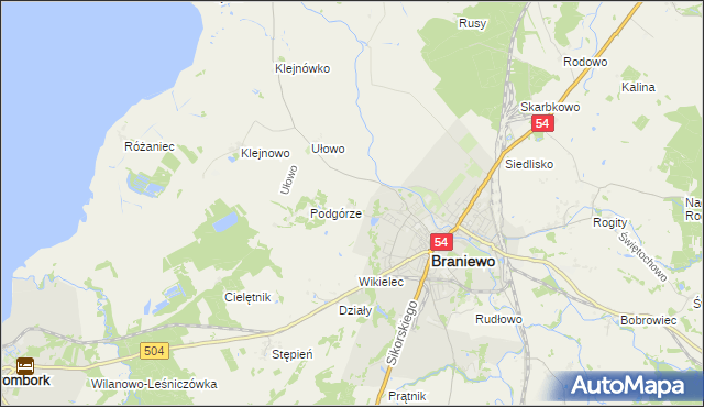 mapa Józefowo gmina Braniewo, Józefowo gmina Braniewo na mapie Targeo