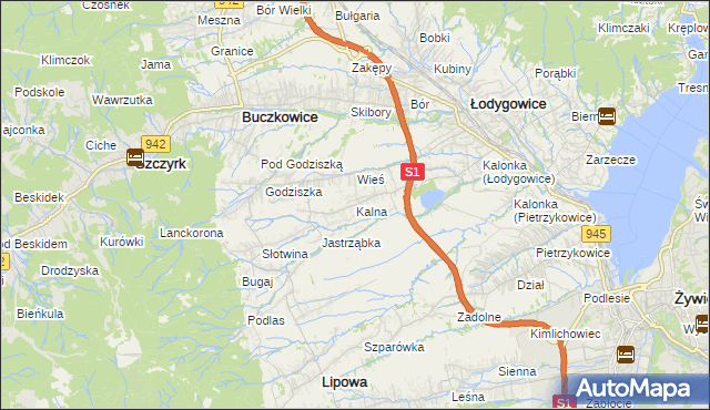 mapa Kalna, Kalna na mapie Targeo