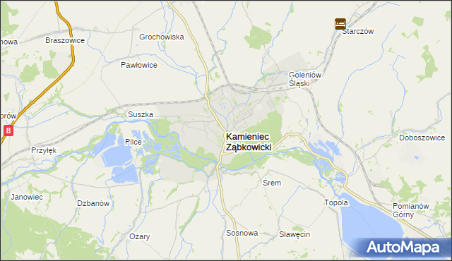 mapa Kamieniec Ząbkowicki, Kamieniec Ząbkowicki na mapie Targeo