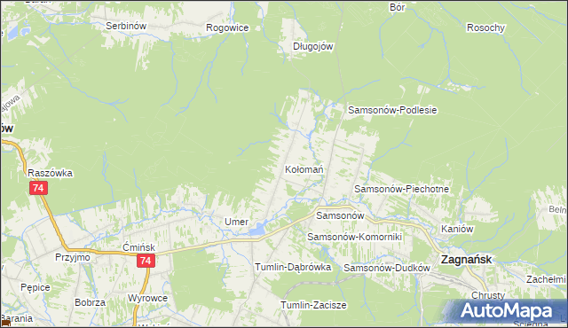 mapa Kołomań, Kołomań na mapie Targeo