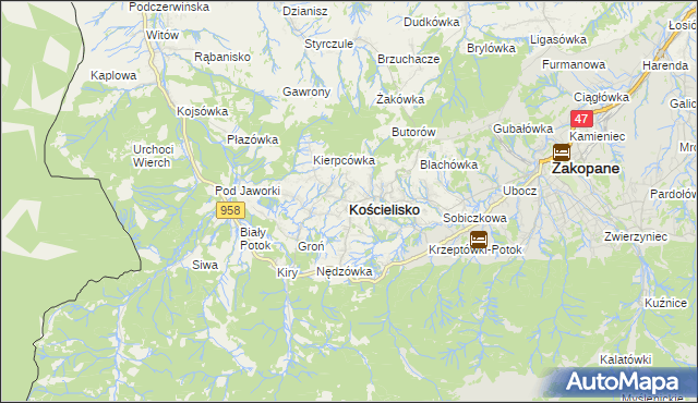 mapa Kościelisko, Kościelisko na mapie Targeo