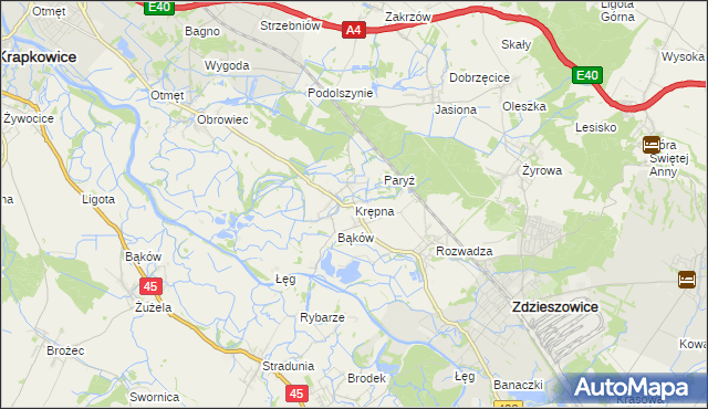 mapa Krępna, Krępna na mapie Targeo