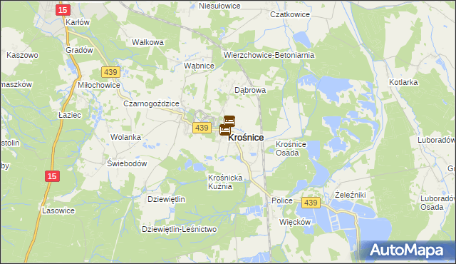mapa Krośnice powiat milicki, Krośnice powiat milicki na mapie Targeo