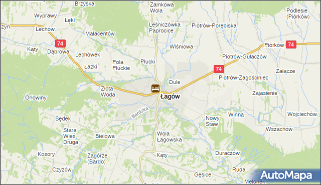 mapa Łagów powiat kielecki, Łagów powiat kielecki na mapie Targeo