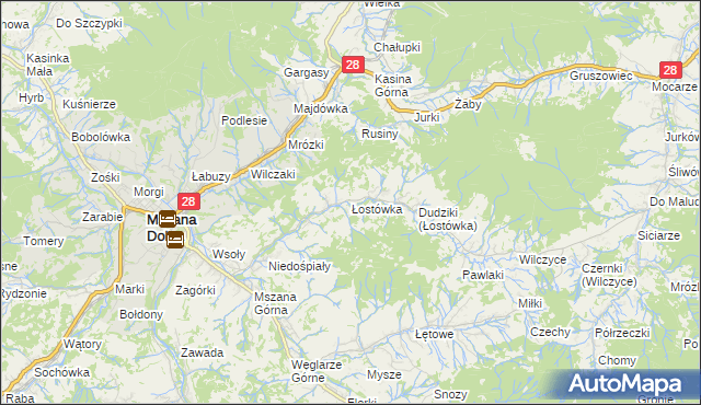 mapa Łostówka, Łostówka na mapie Targeo