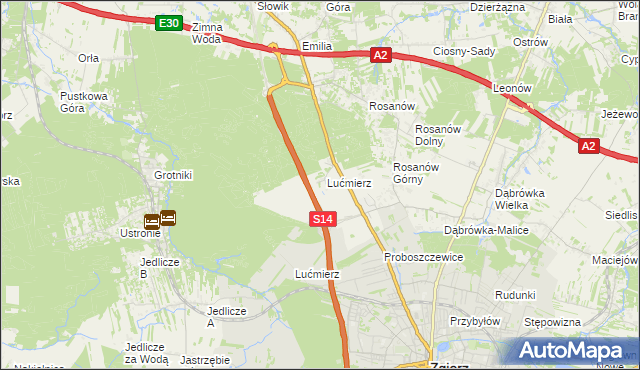 mapa Lućmierz-Las, Lućmierz-Las na mapie Targeo