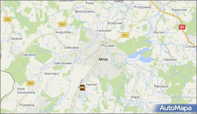 mapa Mirsk, Mirsk na mapie Targeo