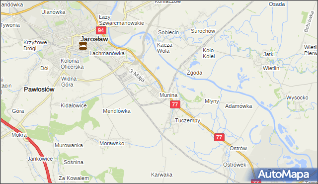 mapa Munina, Munina na mapie Targeo