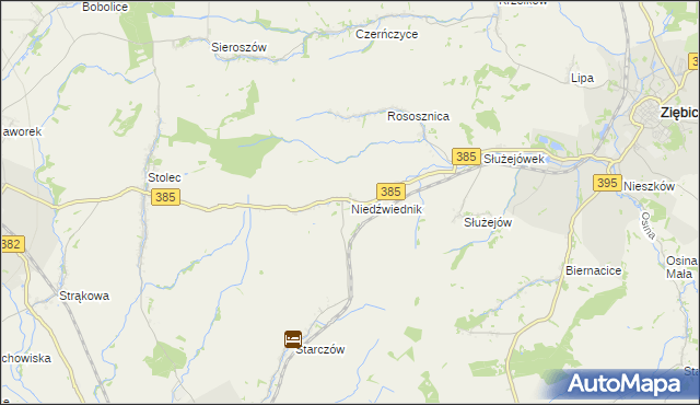 mapa Niedźwiednik gmina Ziębice, Niedźwiednik gmina Ziębice na mapie Targeo