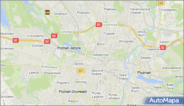 mapa Niestachów gmina Poznań, Niestachów gmina Poznań na mapie Targeo